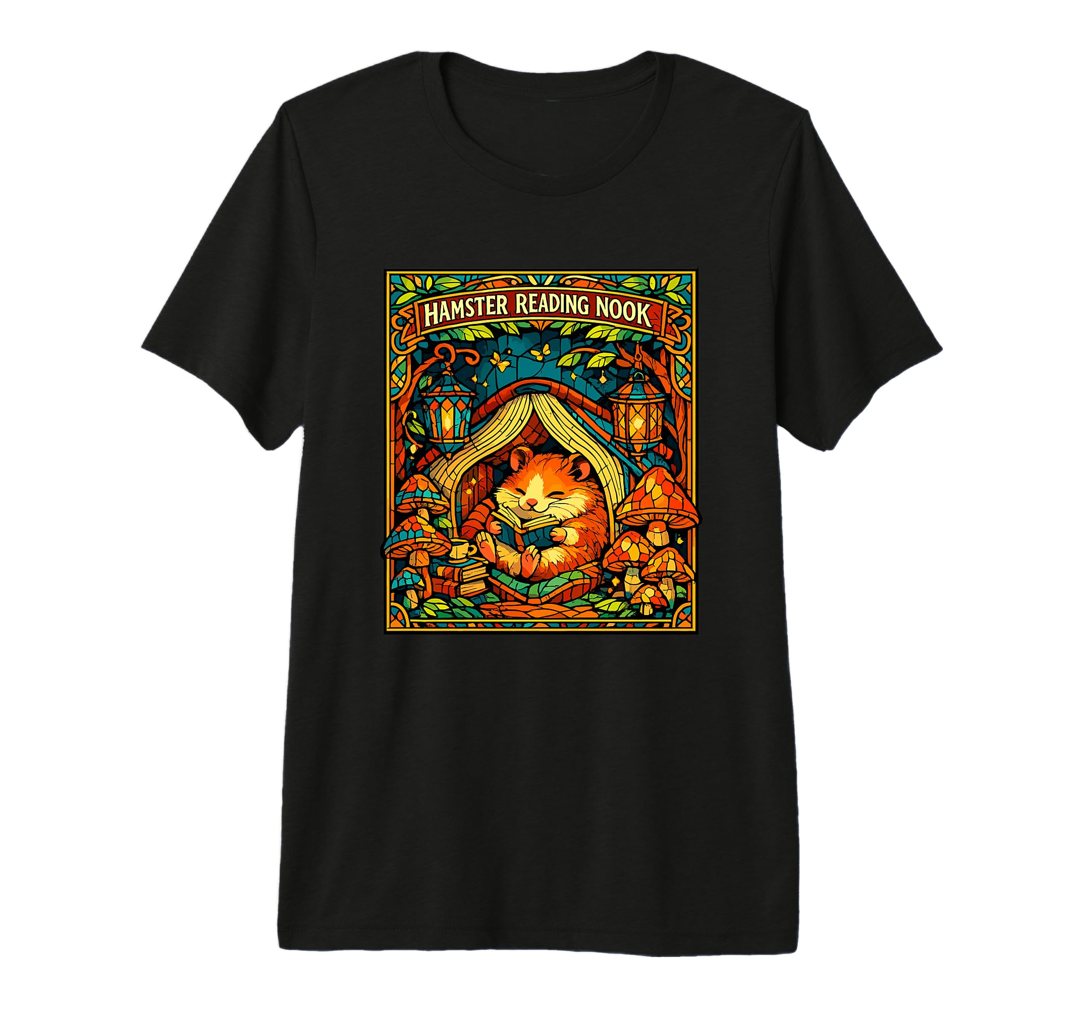 Hamster Reading Nook Cozy Bookworm T-Shirt - Fun Novelty Design Men Women - T-Shirt, Sweatshirt, Hoodie