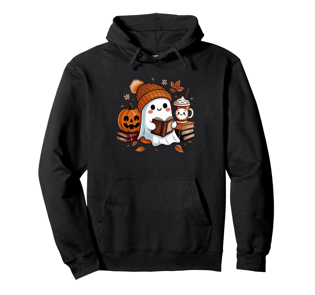 Ghost Reading Book Lovers Halloween Hoodie - Novelty Apparel Men Women - T-Shirt, Sweatshirt, Hoodie