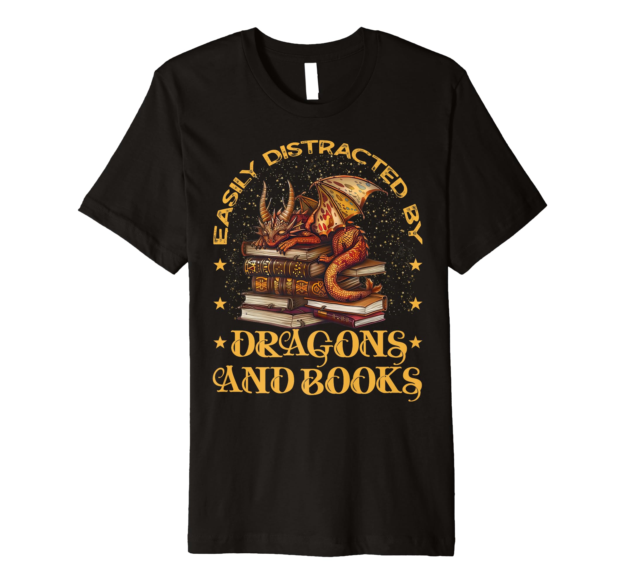 Easily Distracted Dragons And Books T-Shirt - Aesthetic Graphic for Adults - T-Shirt, Sweatshirt, Hoodie