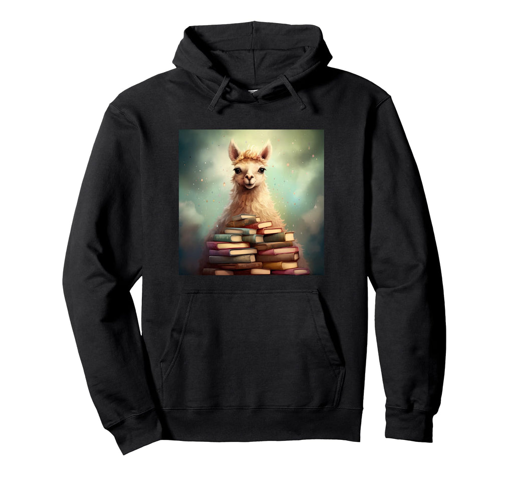 Llama Book Nerd Reading Library Hoodie - Trendy Graphic for Adults - T-Shirt, Sweatshirt, Hoodie