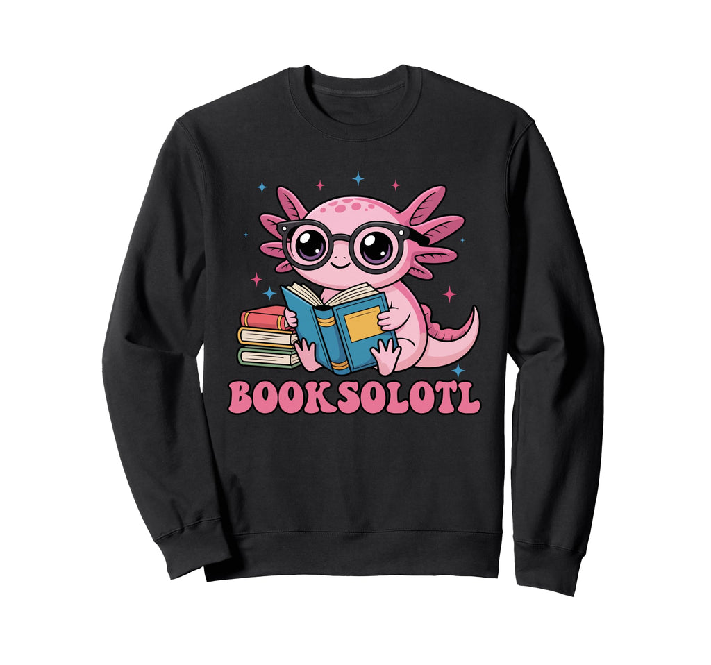 Booksolotl Axolotl Reading Book Sweatshirt - Fun Novelty Design Unisex - T-Shirt, Sweatshirt, Hoodie