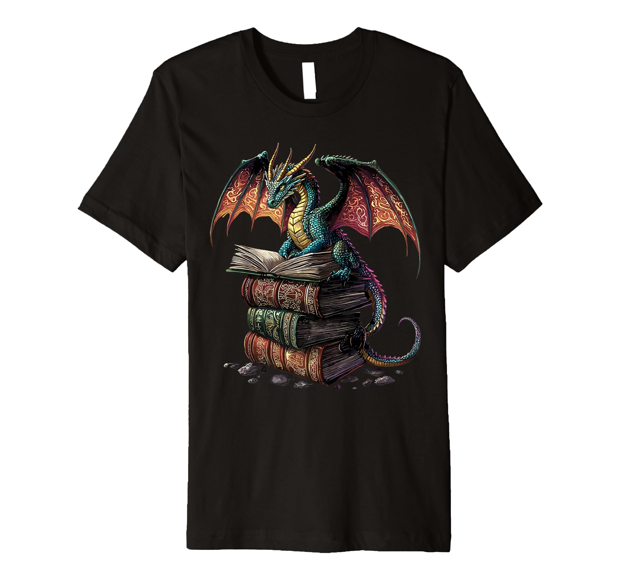 Dragon Reading Book Fantasy Reader T-Shirt - Aesthetic Graphic for Adults - T-Shirt, Sweatshirt, Hoodie