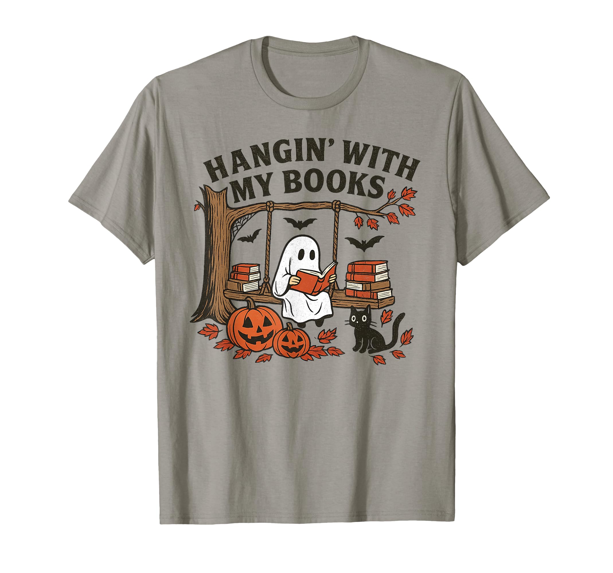 Halloween Ghost Hanging My Books Book T-Shirt - Trendy Graphic Men Women - T-Shirt, Sweatshirt, Hoodie