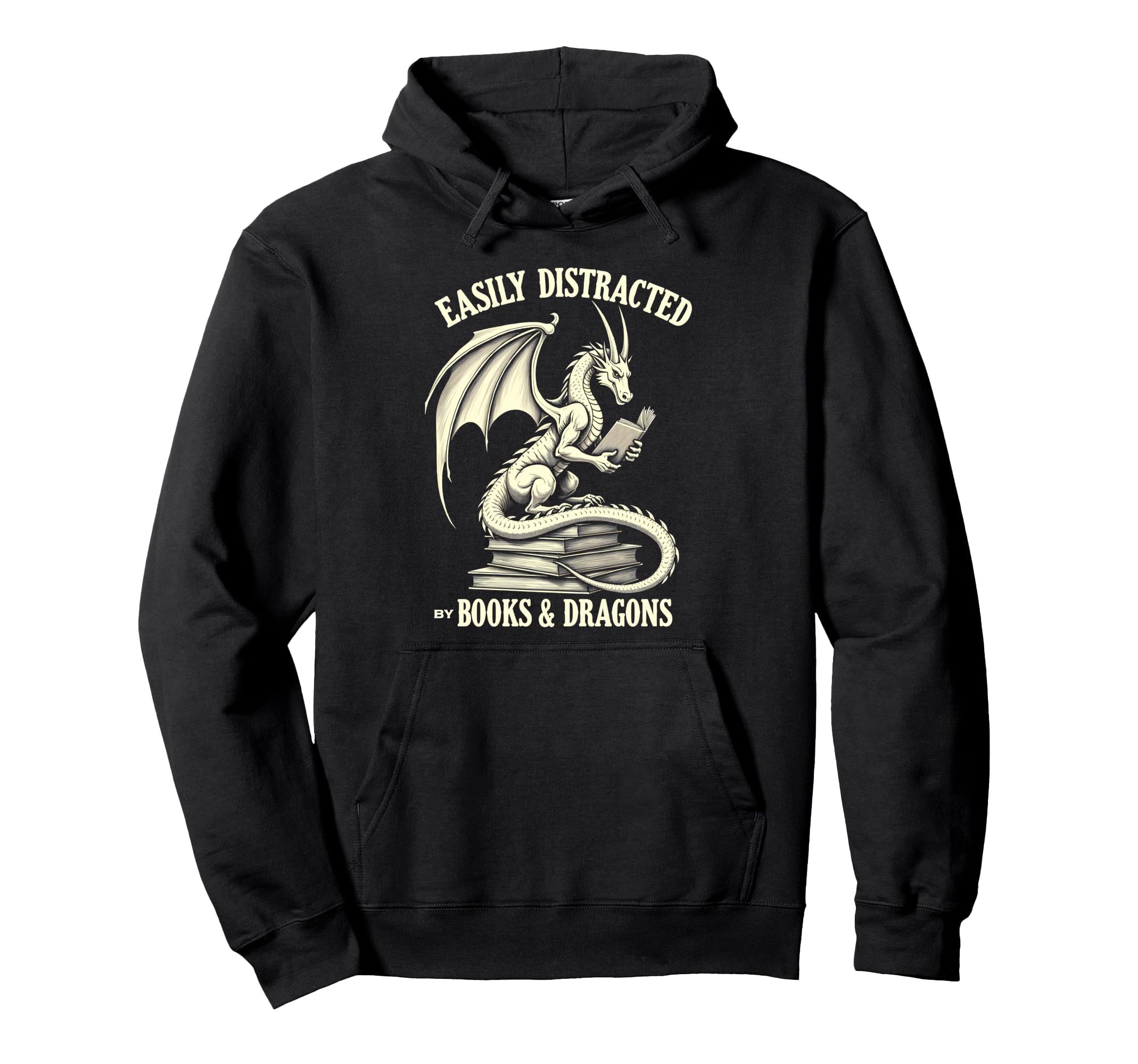 Reading Lover Easily Distracted Dragons Hoodie - Minimalist Print Unisex - T-Shirt, Sweatshirt, Hoodie