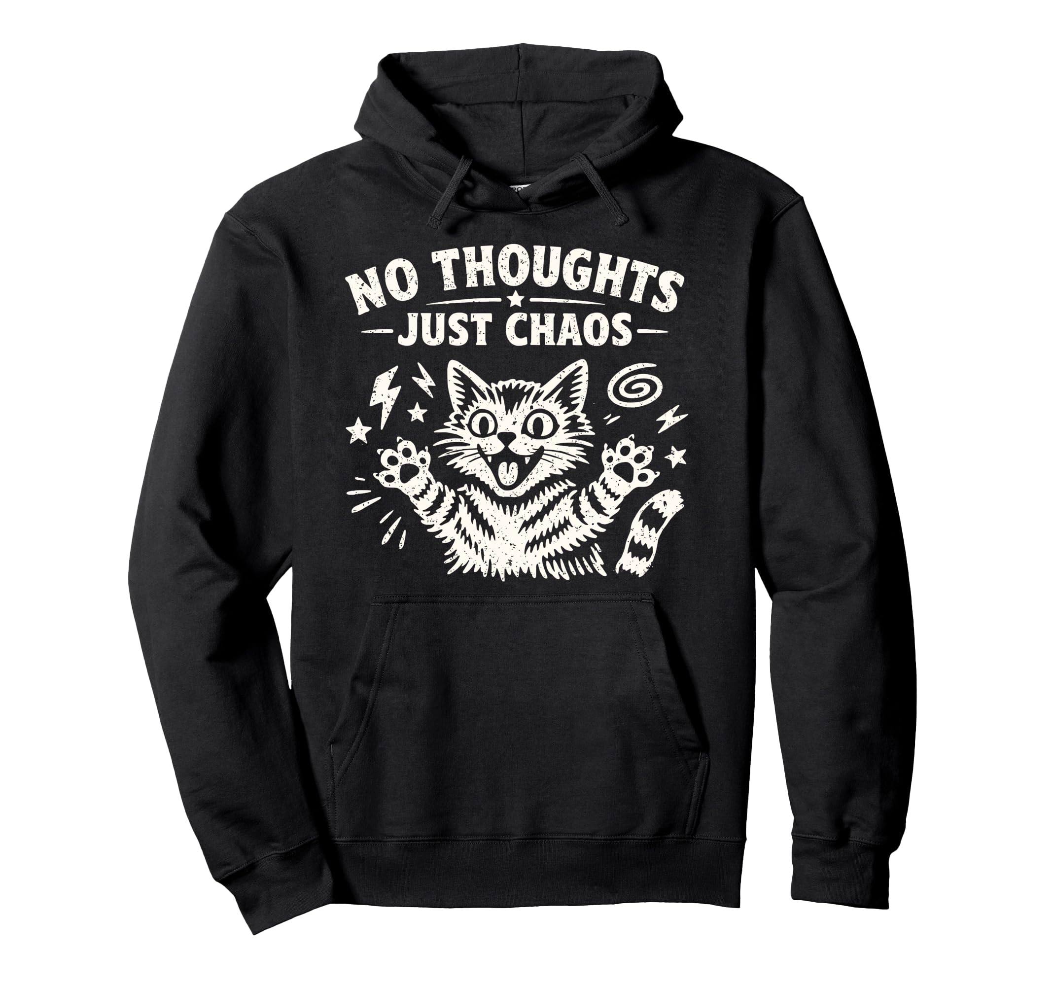 No Thoughts Just Chaos Cat Hoodie - Custom Art Print Unisex - T-Shirt, Sweatshirt, Hoodie