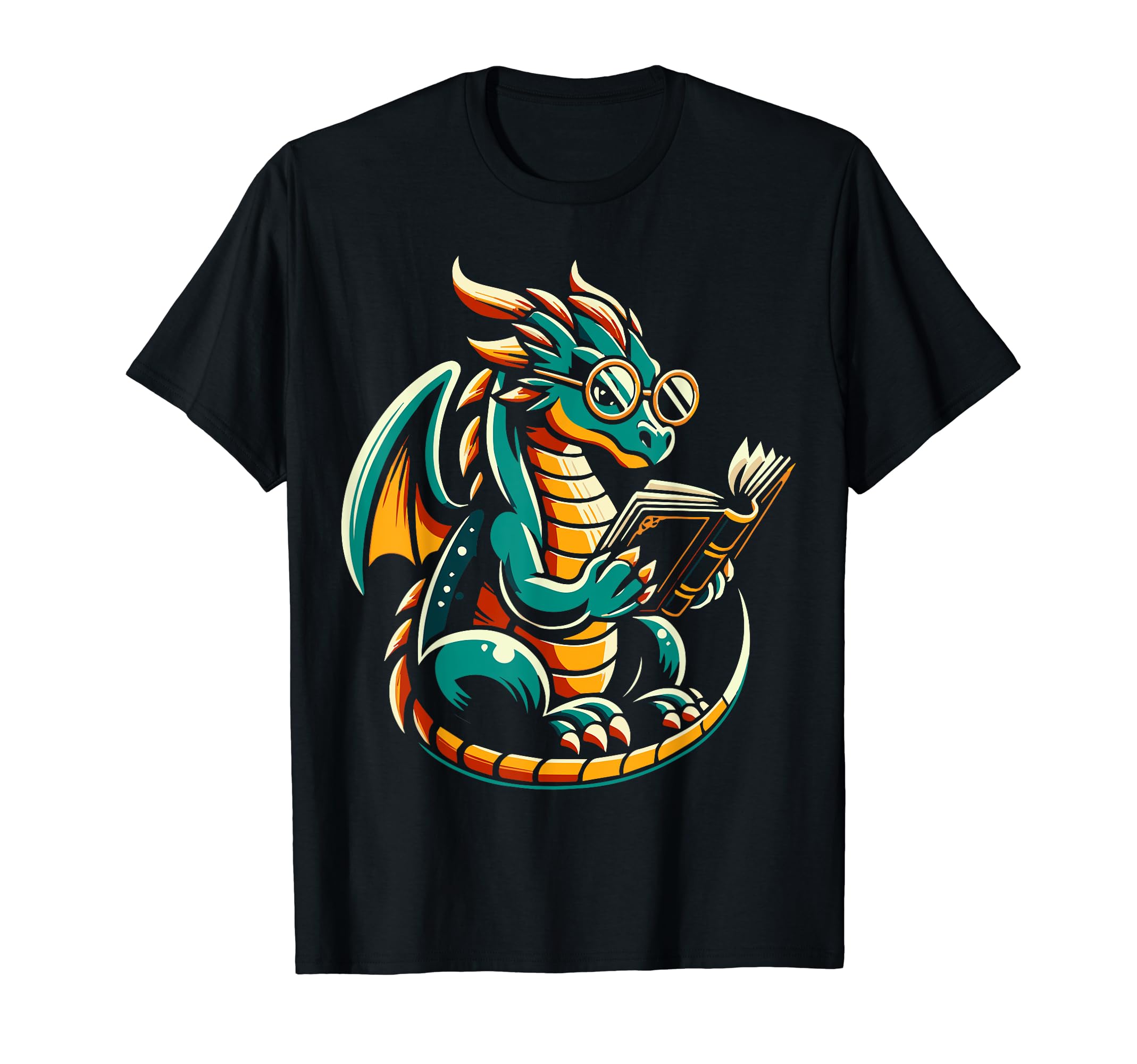 Dragon Reading Book Dragon Enthusiast T-Shirt - Unique Graphic for Adults - T-Shirt, Sweatshirt, Hoodie