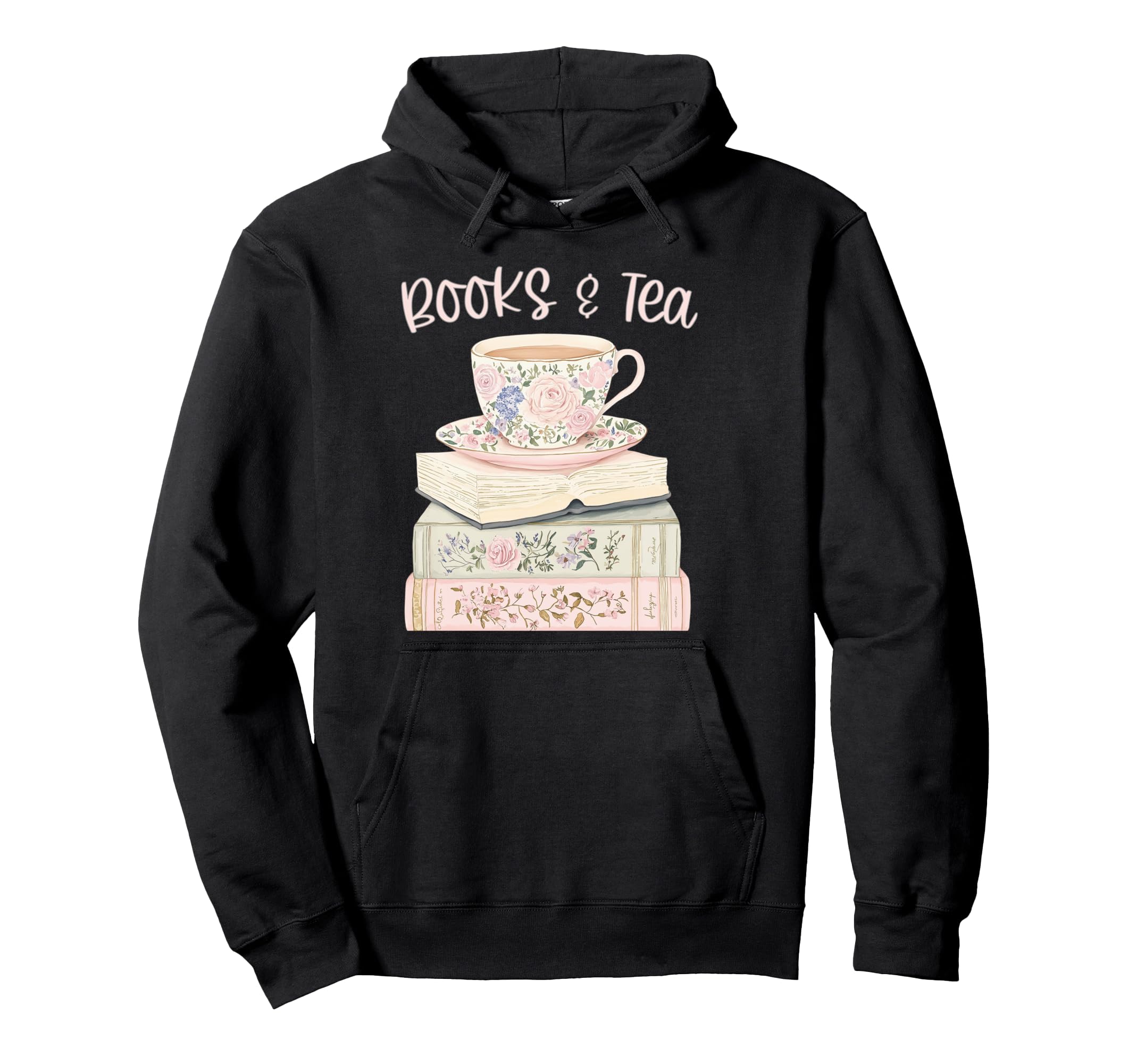 Books And Tea Pastel Book Lover Hoodie - Trendy Graphic Men Women - T-Shirt, Sweatshirt, Hoodie