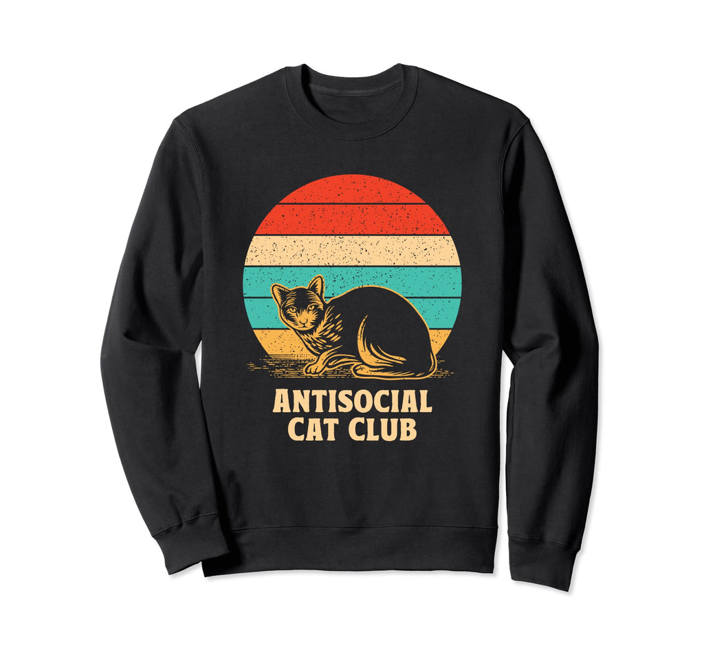 Antisocial Cat Club Introvert Cat Sweatshirt - Minimalist Print for Adults - T-Shirt, Sweatshirt, Hoodie