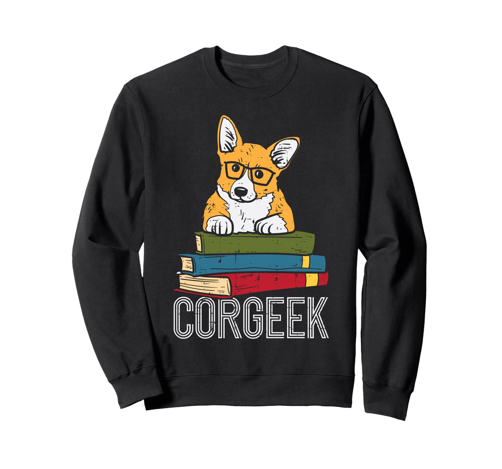 Corgeek Book Lover Welsh Corgi Funny Sweatshirt - Graphic Print Unisex - T-Shirt, Sweatshirt, Hoodie