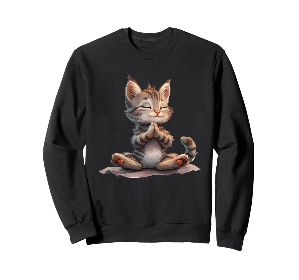 Meditating Cat Peaceful Zen Pose Sweatshirt - Casual Everyday Wear Unisex - T-Shirt, Sweatshirt, Hoodie