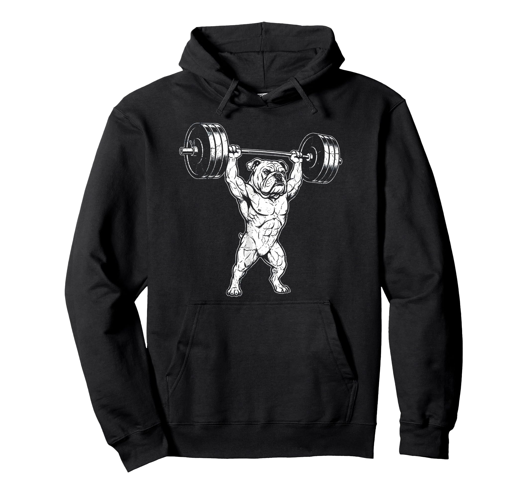 English Bulldog Weightlifting Gym Fitness Hoodie - Novelty Apparel Unisex - T-Shirt, Sweatshirt, Hoodie