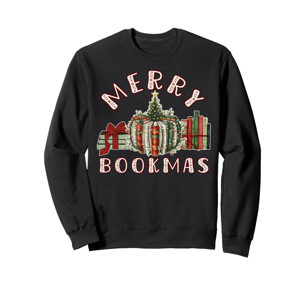Book Lovers Merry Bookmas Sweatshirt - Minimalist Print Men Women - T-Shirt, Sweatshirt, Hoodie