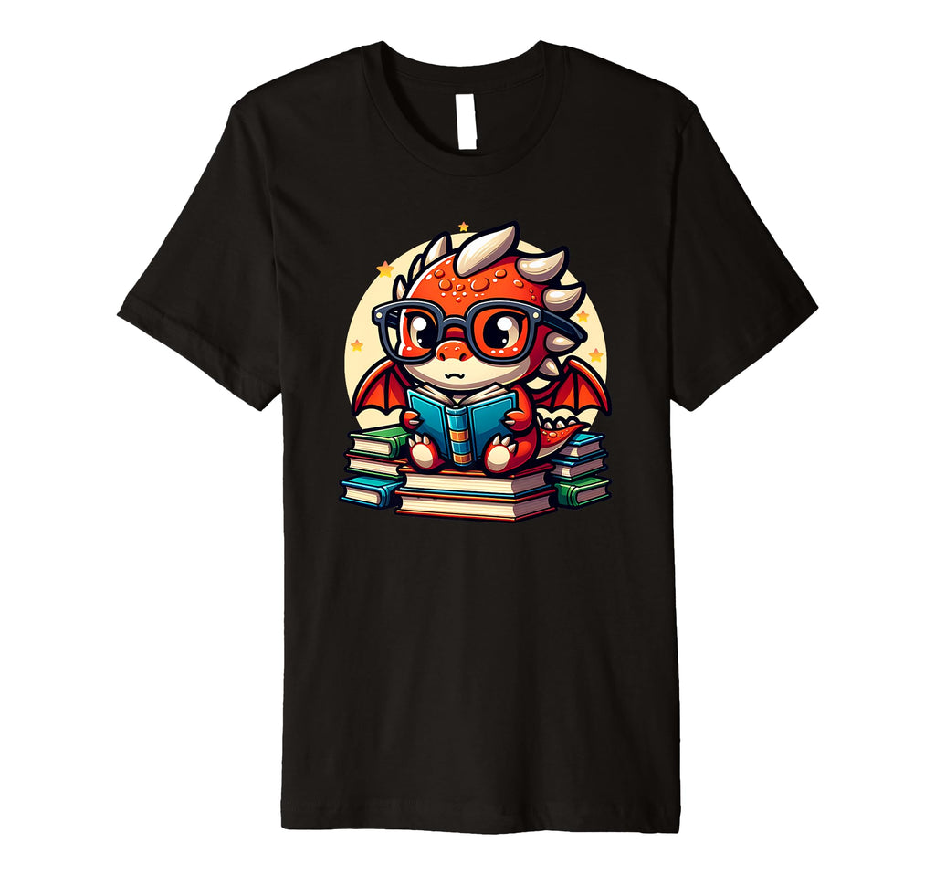Dragon Glasses Reading Book Bookworm T-Shirt - Minimalist Print for Adults - T-Shirt, Sweatshirt, Hoodie