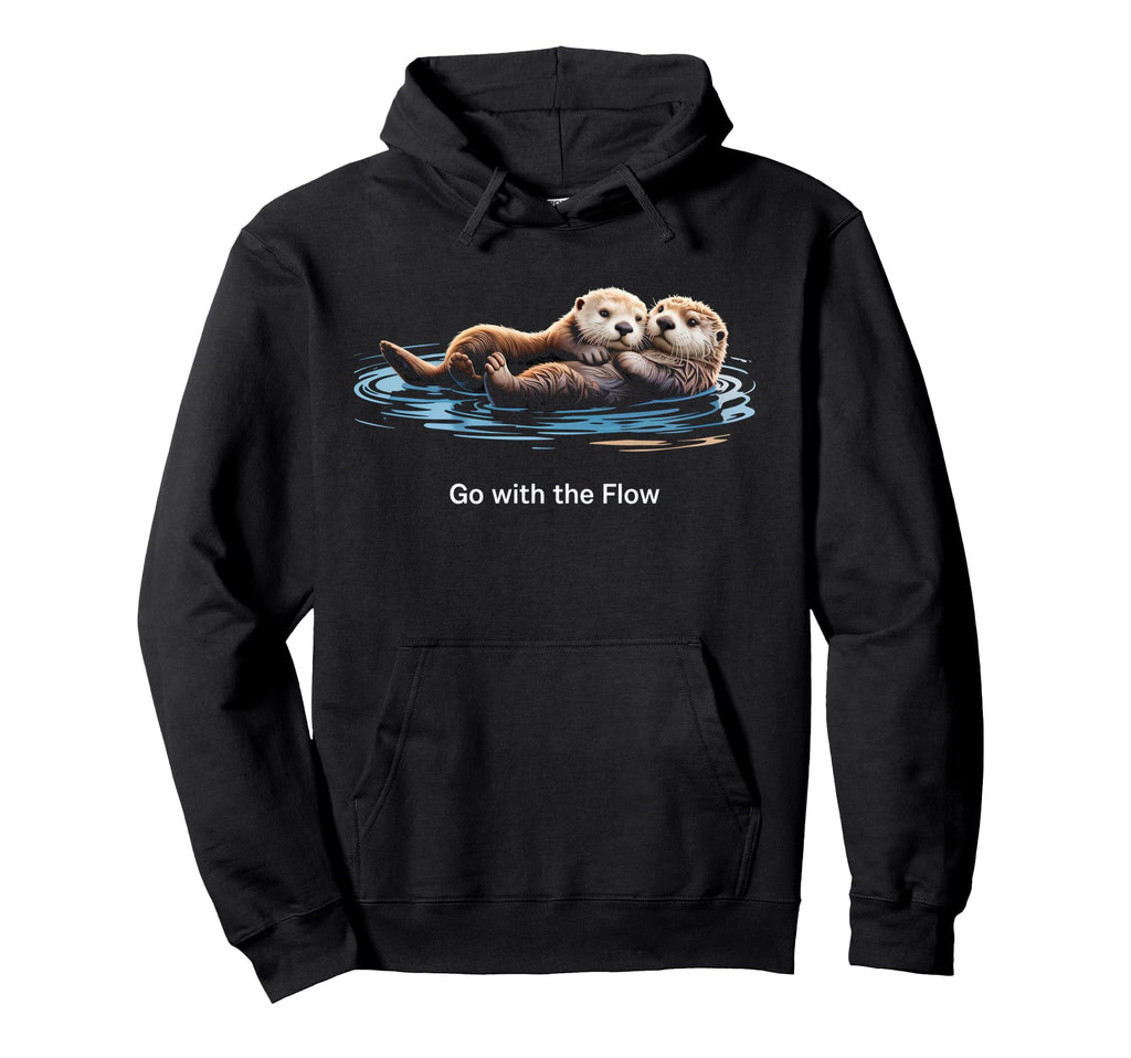 Flow Otter Parent Child Relax Hoodie - Fun Novelty Design Men Women - T-Shirt, Sweatshirt, Hoodie