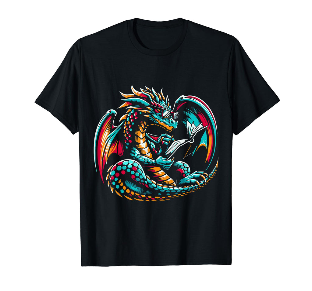 Dragon Reading Book Dragon Enthusiast T-Shirt - Graphic Print Men Women - T-Shirt, Sweatshirt, Hoodie