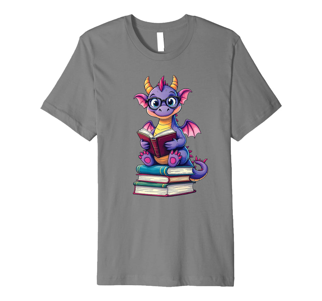 Bookworm Book Lover Dragon Reading Book T-Shirt - Graphic Print Unisex - T-Shirt, Sweatshirt, Hoodie