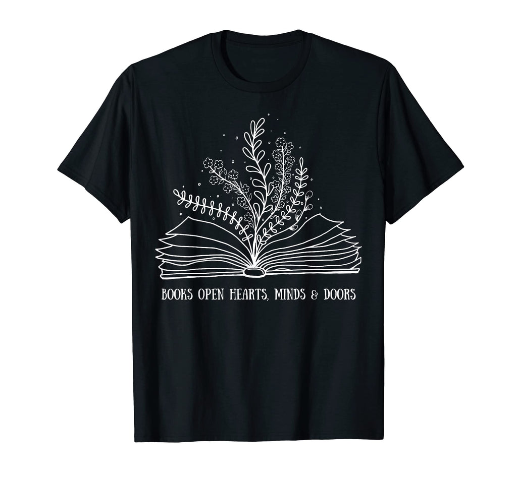 Books Open Hearts Minds And Doors White T-Shirt - Unique Graphic Men Women - T-Shirt, Sweatshirt, Hoodie