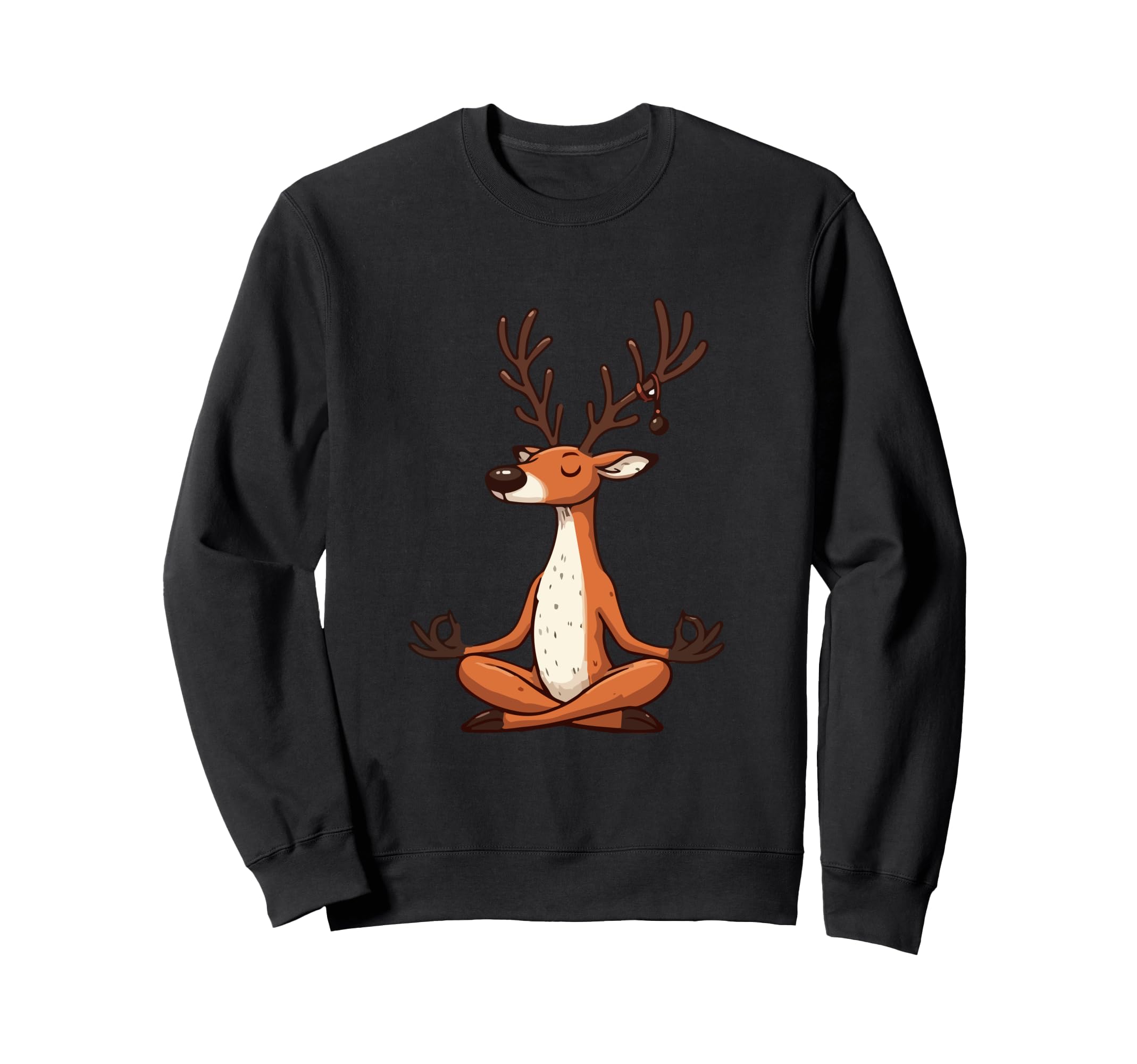 Meditation Reindeer Yoga Pose Sweatshirt - Unique Graphic Men Women - T-Shirt, Sweatshirt, Hoodie