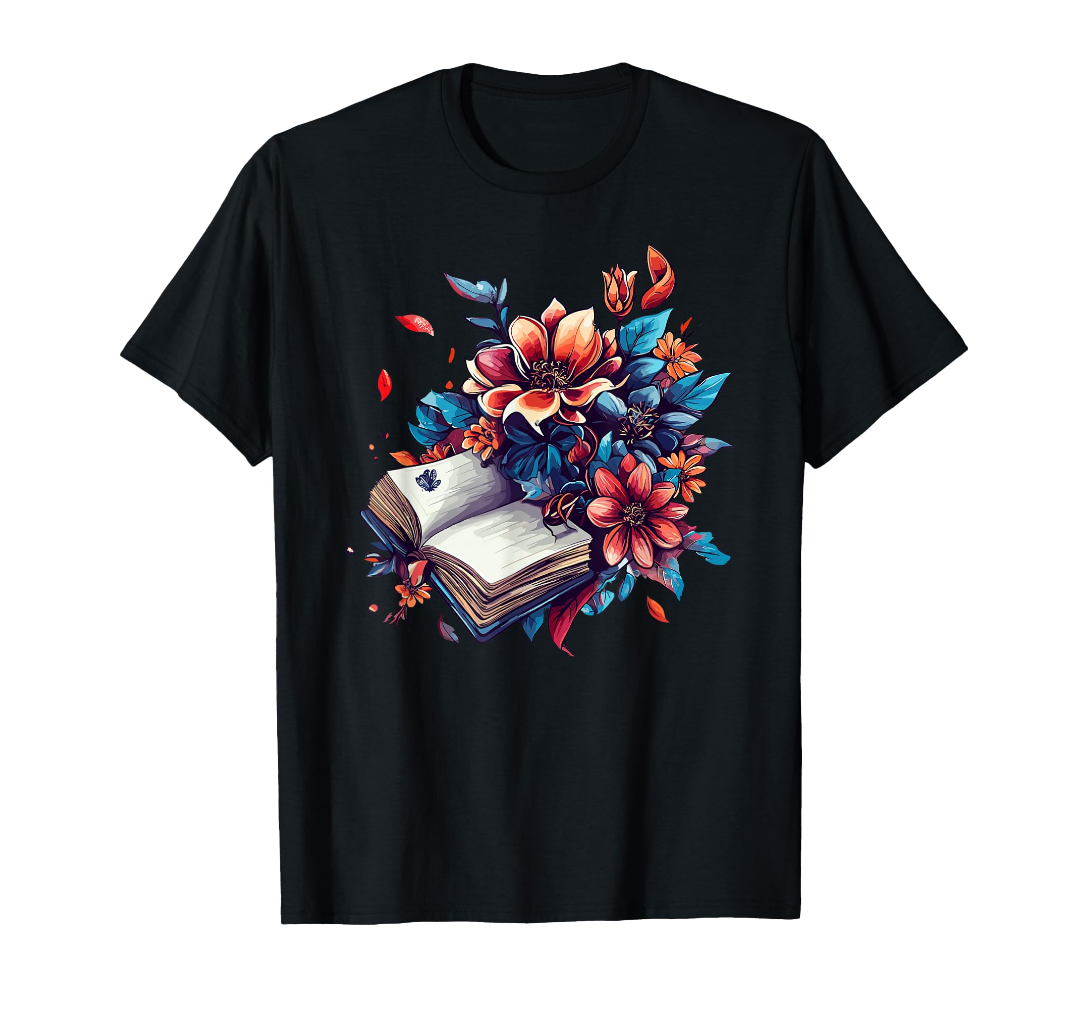 Open Book Blooming Flowers Literary Bouquet T-Shirt - Graphic Print Unisex - T-Shirt, Sweatshirt, Hoodie