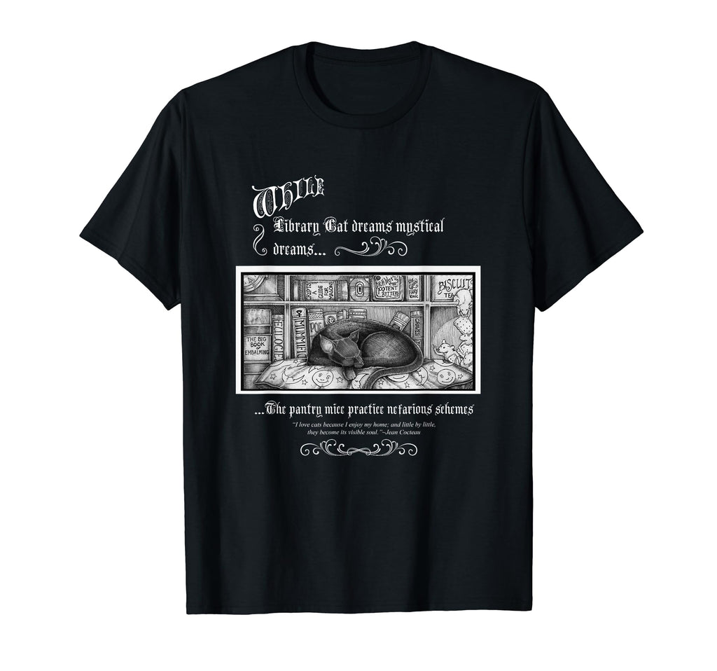 Victorian Library Cat T-Shirt - Graphic Print Unisex - T-Shirt, Sweatshirt, Hoodie