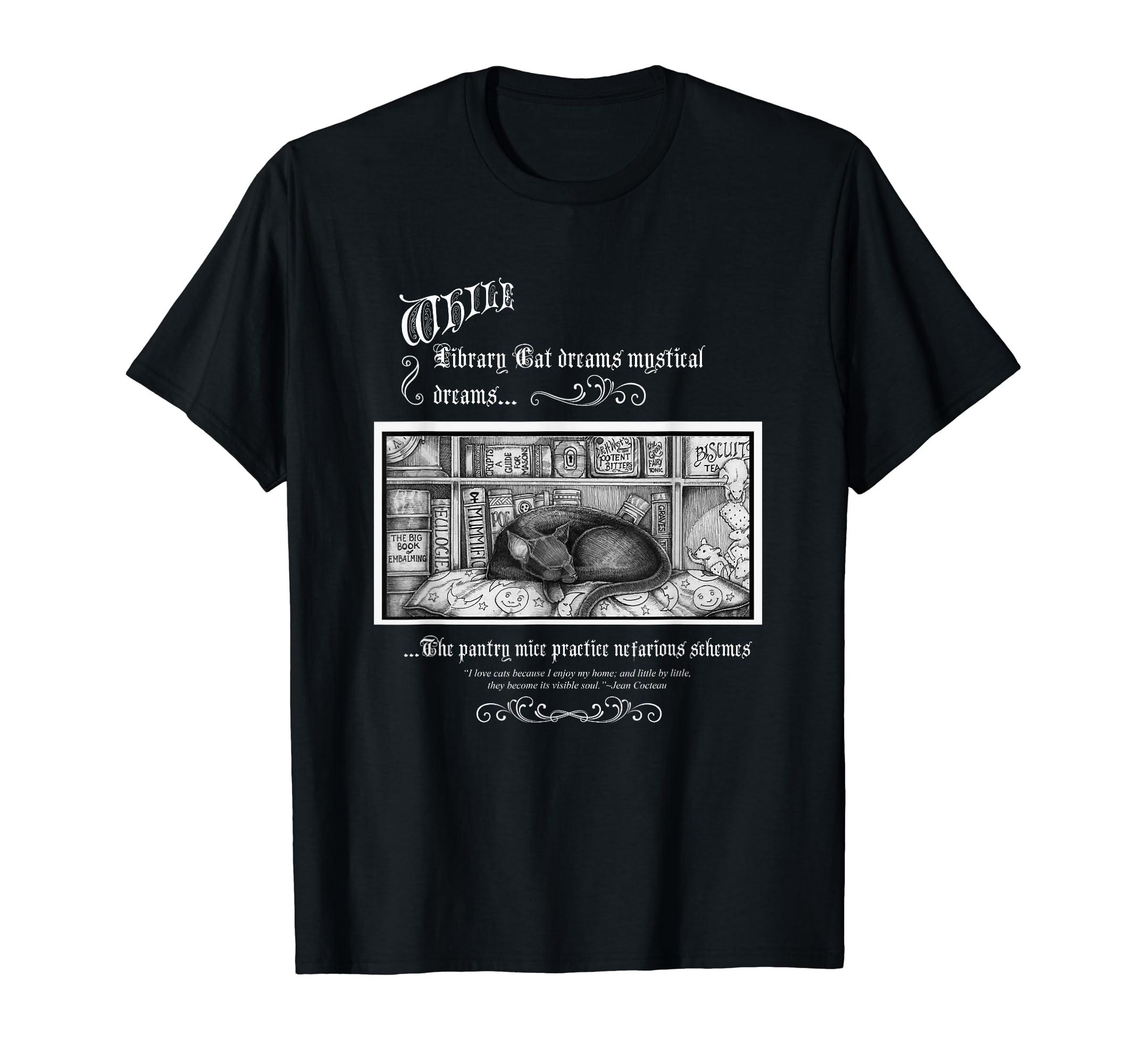 Victorian Library Cat T-Shirt - Graphic Print Unisex - T-Shirt, Sweatshirt, Hoodie