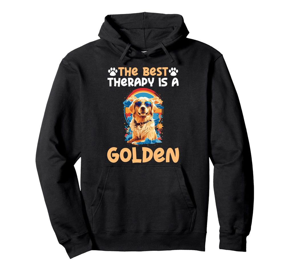 Best Therapy Is Golden Retriever Dog Lovers Hoodie - Novelty Apparel Unisex - T-Shirt, Sweatshirt, Hoodie