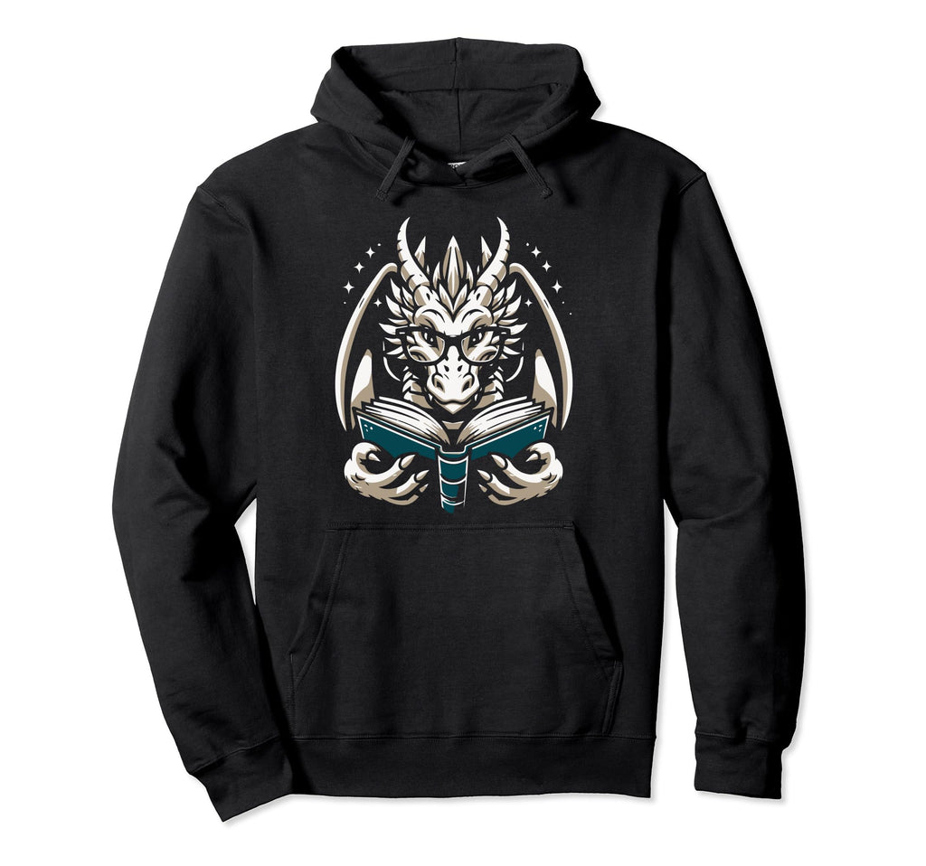 Dragon Reading Book Dragon Enthusiast Hoodie - Unique Graphic Men Women - T-Shirt, Sweatshirt, Hoodie