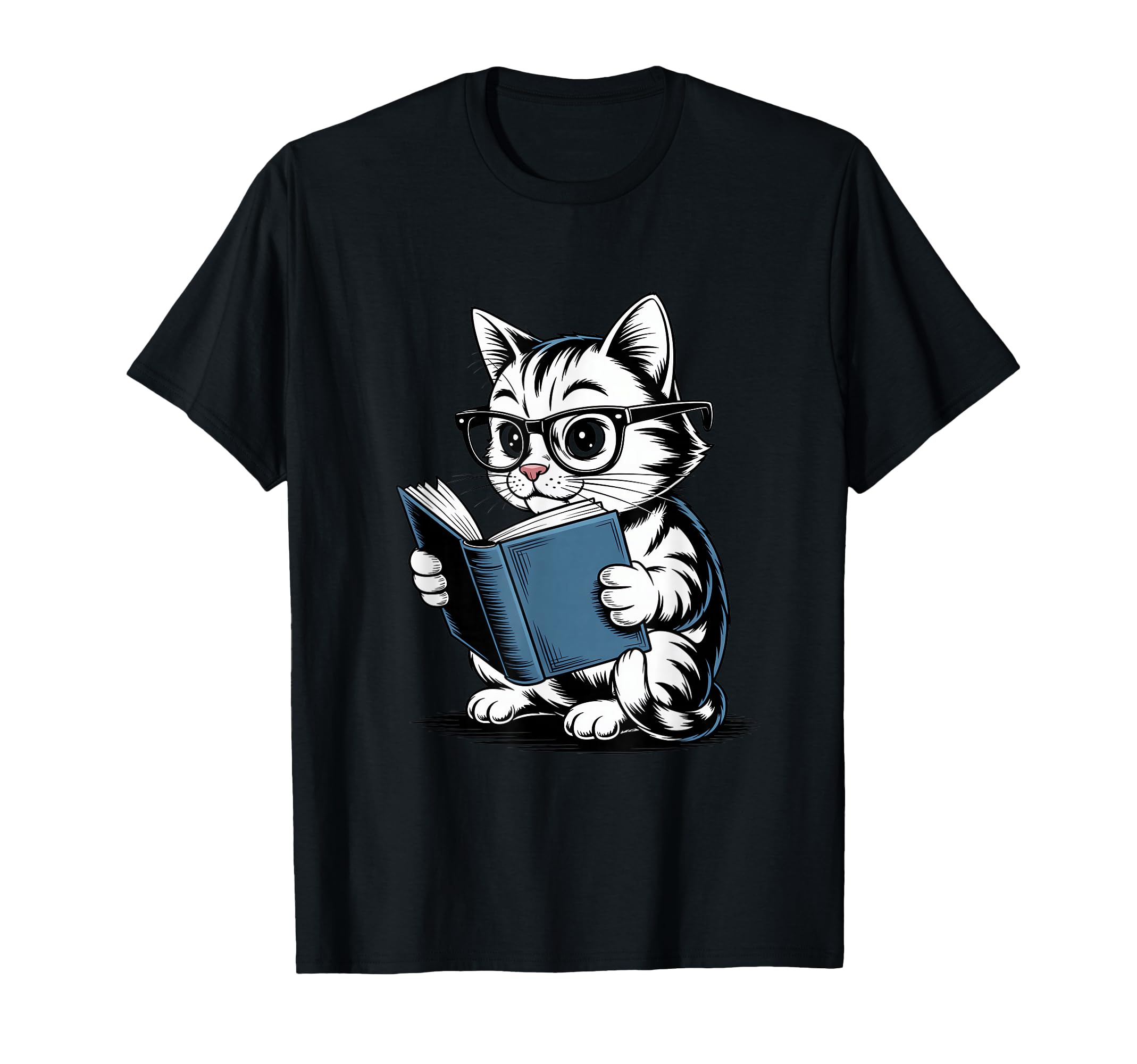 Cat Reading Book Nerd Kitty Bookworm T-Shirt - Fun Novelty Design Unisex - T-Shirt, Sweatshirt, Hoodie