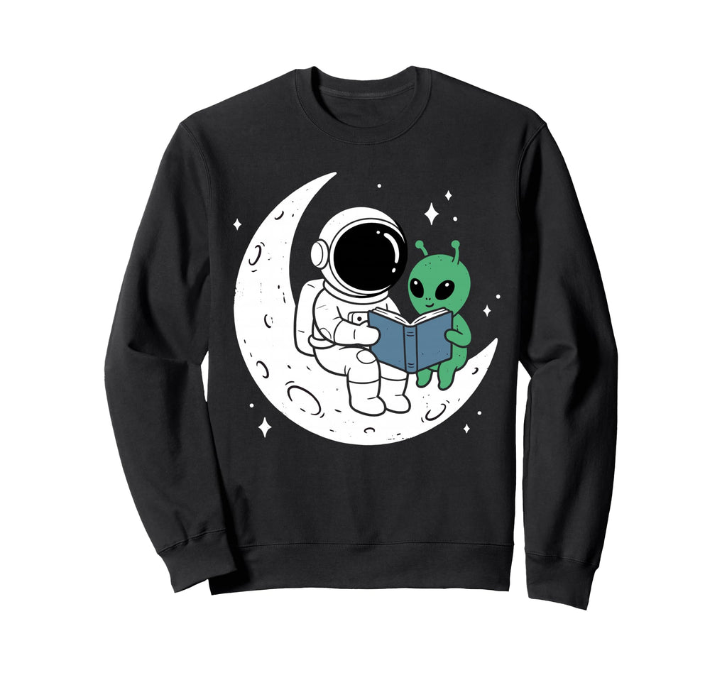 Funny Moon Astronaut Alien Read Sweatshirt - Casual Everyday Wear Unisex - T-Shirt, Sweatshirt, Hoodie