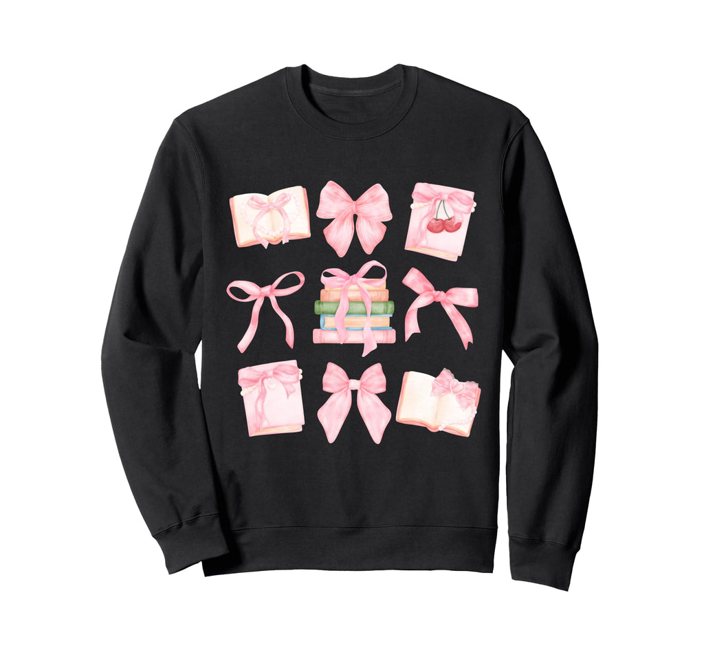 Coquette Bow And Books Nerds Sweatshirt - Casual Everyday Wear for Adults - T-Shirt, Sweatshirt, Hoodie