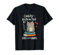 Easily Distracted Cats And Books T-Shirt - Custom Art Print Unisex - T-Shirt, Sweatshirt, Hoodie
