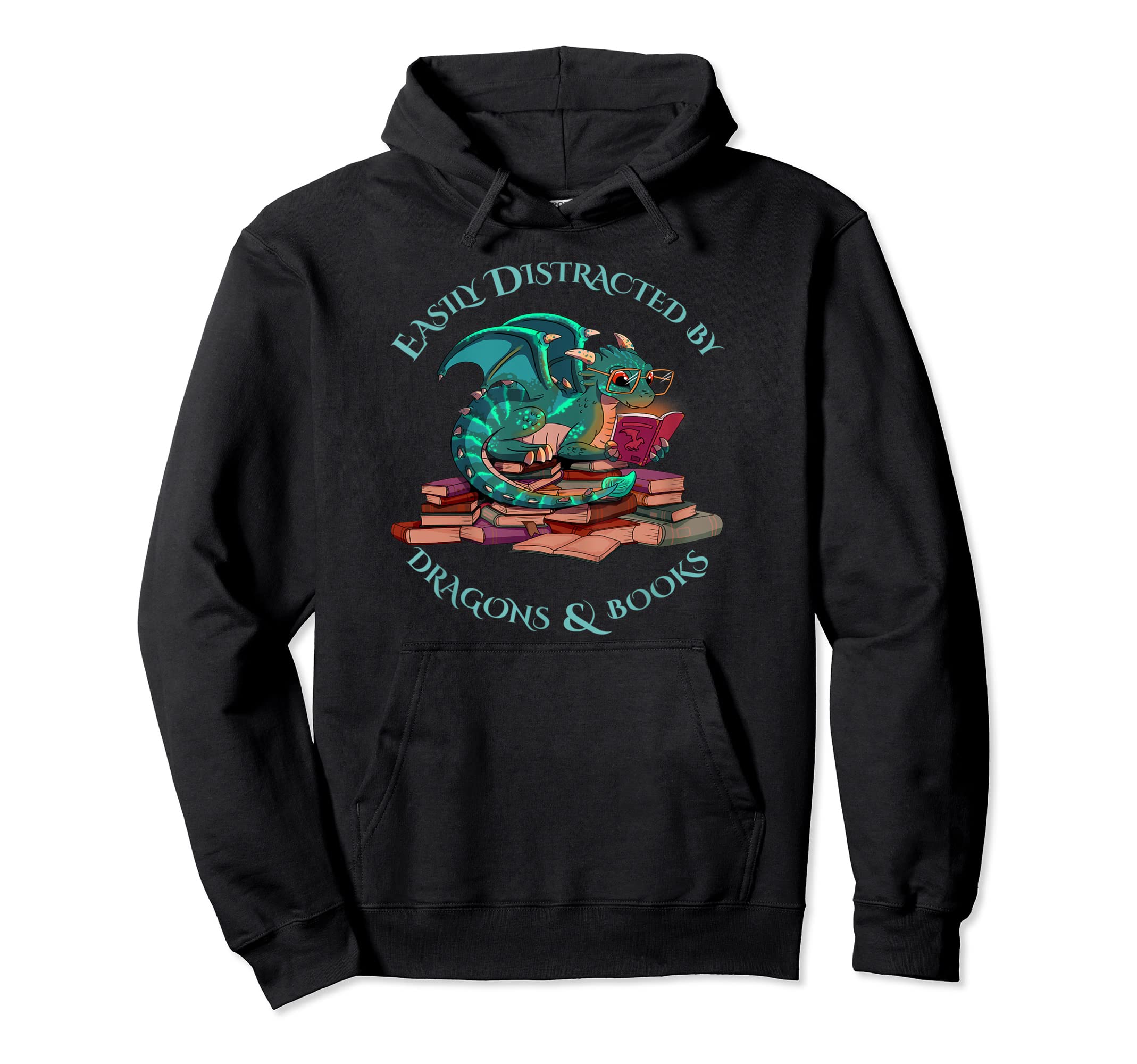 Dragon Book Easily Distracted Hoodie - Aesthetic Graphic for Adults - T-Shirt, Sweatshirt, Hoodie