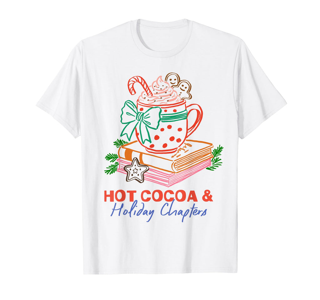 Book Lover Hot Cocoa And Holiday T-Shirt - Minimalist Print for Adults - T-Shirt, Sweatshirt, Hoodie