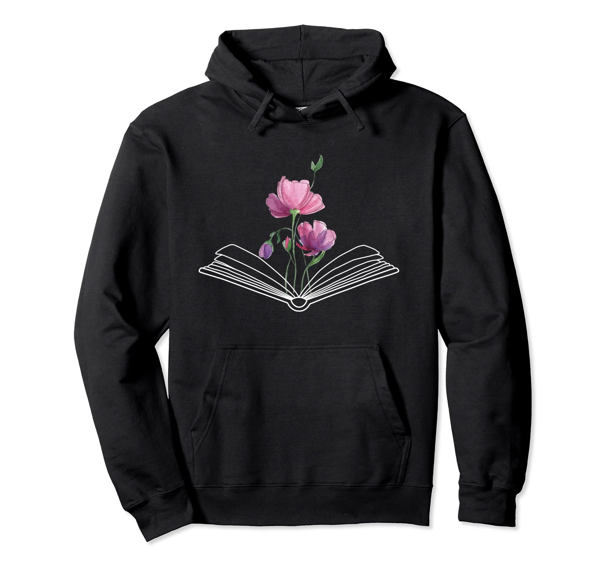 Floral Flower Book Reading Hoodie - Casual Everyday Wear Men Women - T-Shirt, Sweatshirt, Hoodie