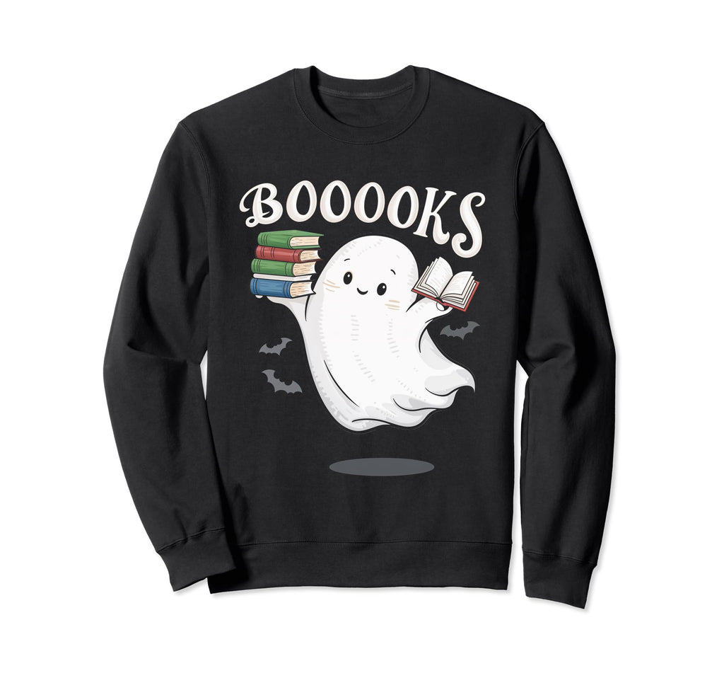 Booooks Ghost Reading Bibliophile Sweatshirt - Aesthetic Graphic Men Women - T-Shirt, Sweatshirt, Hoodie