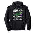 Easily Distracted Dragons And Books Hoodie - Novelty Apparel Men Women - T-Shirt, Sweatshirt, Hoodie