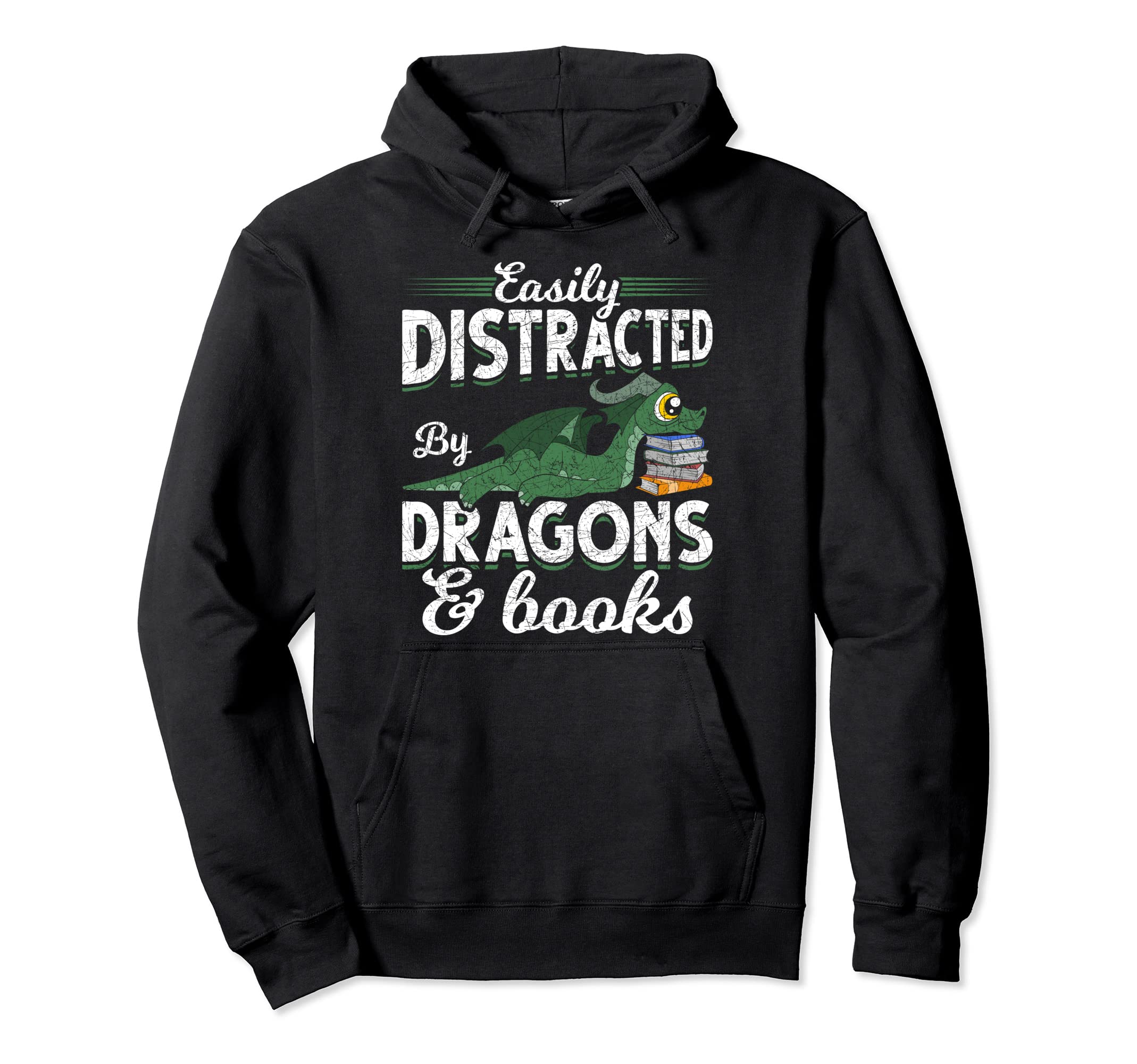 Easily Distracted Dragons And Books Hoodie - Novelty Apparel Men Women - T-Shirt, Sweatshirt, Hoodie