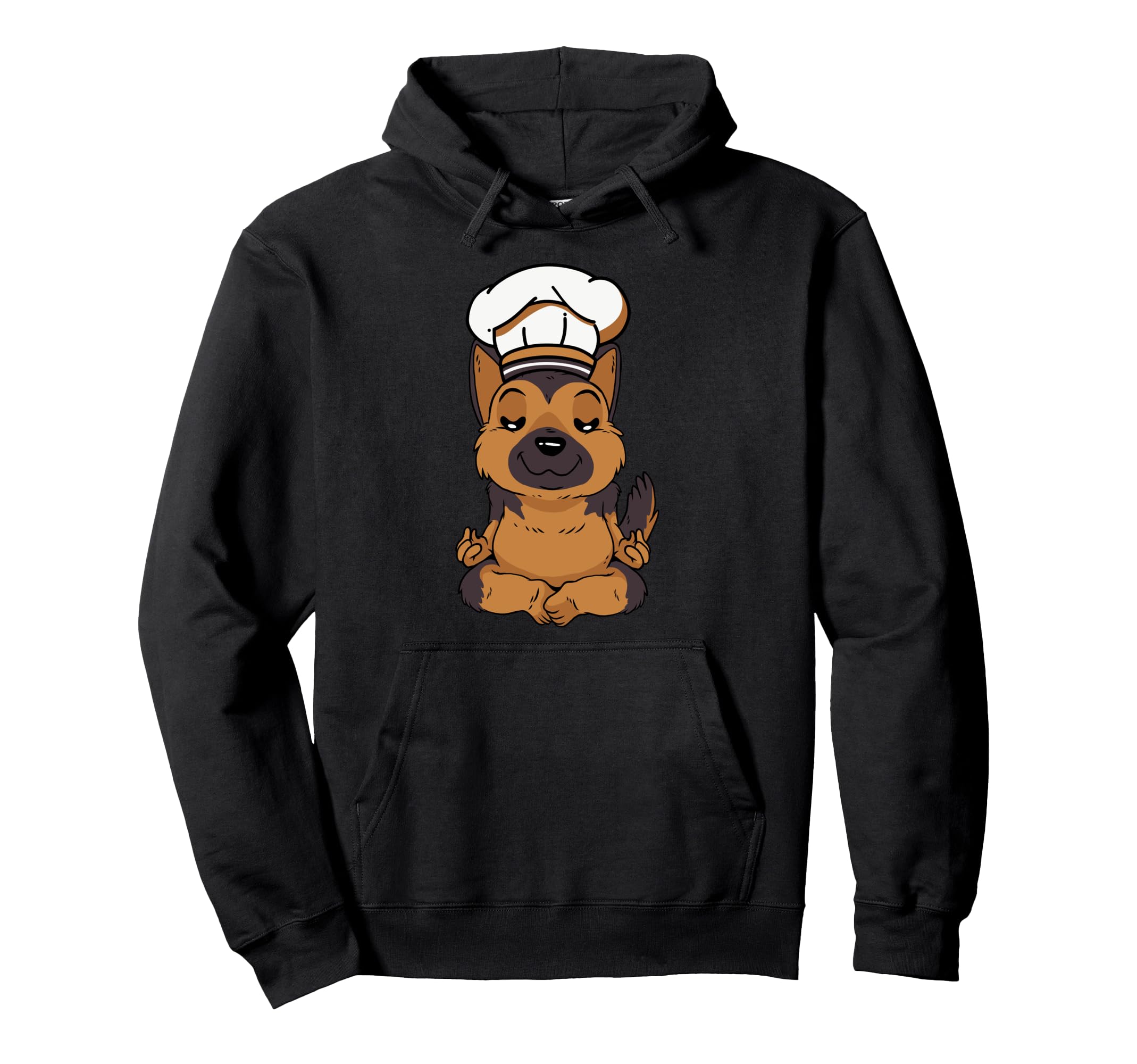 Calm Chef Dog Meditation Pose Zen Hoodie - Minimalist Print for Adults - T-Shirt, Sweatshirt, Hoodie