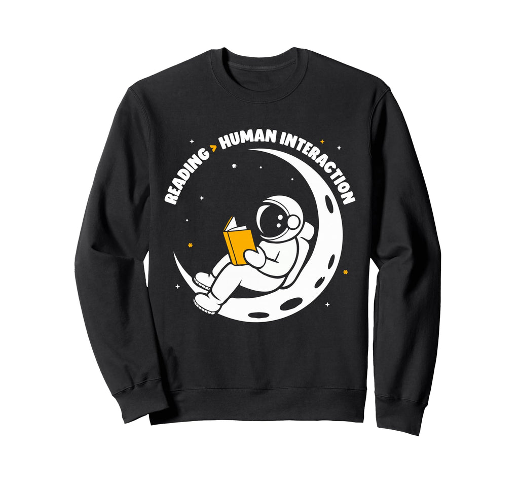 Reading Human Interaction Astronaut Sweatshirt - Aesthetic Graphic Unisex - T-Shirt, Sweatshirt, Hoodie