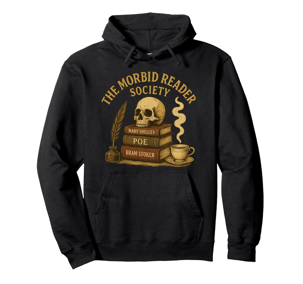 Gothic Skull Books Horror Dark Reader Club Hoodie - Trendy Graphic Unisex - T-Shirt, Sweatshirt, Hoodie
