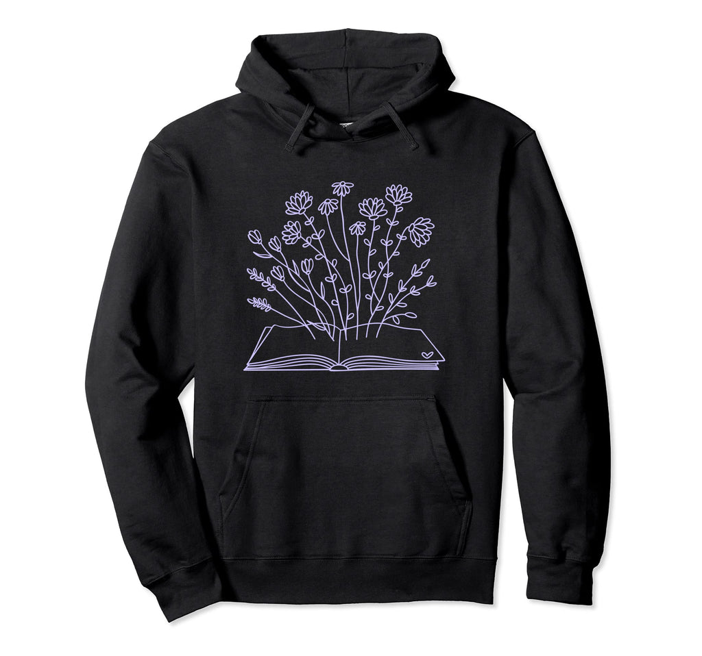 Floral Flower Book Reading Bookworm Hoodie - Streetwear Style Men Women - T-Shirt, Sweatshirt, Hoodie