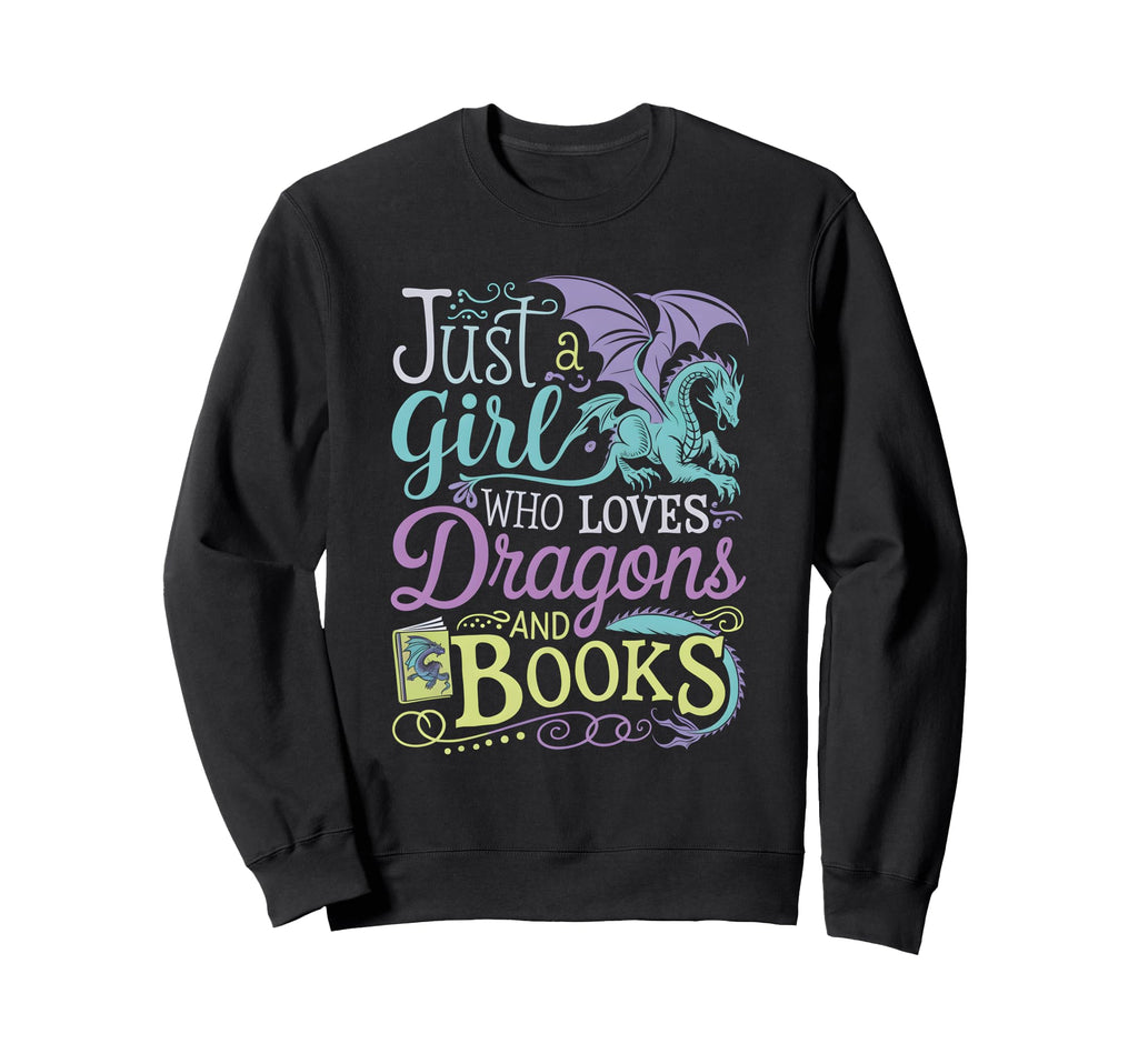 Just Who Loves Dragons And Books Sweatshirt - Minimalist Print Men Women - T-Shirt, Sweatshirt, Hoodie