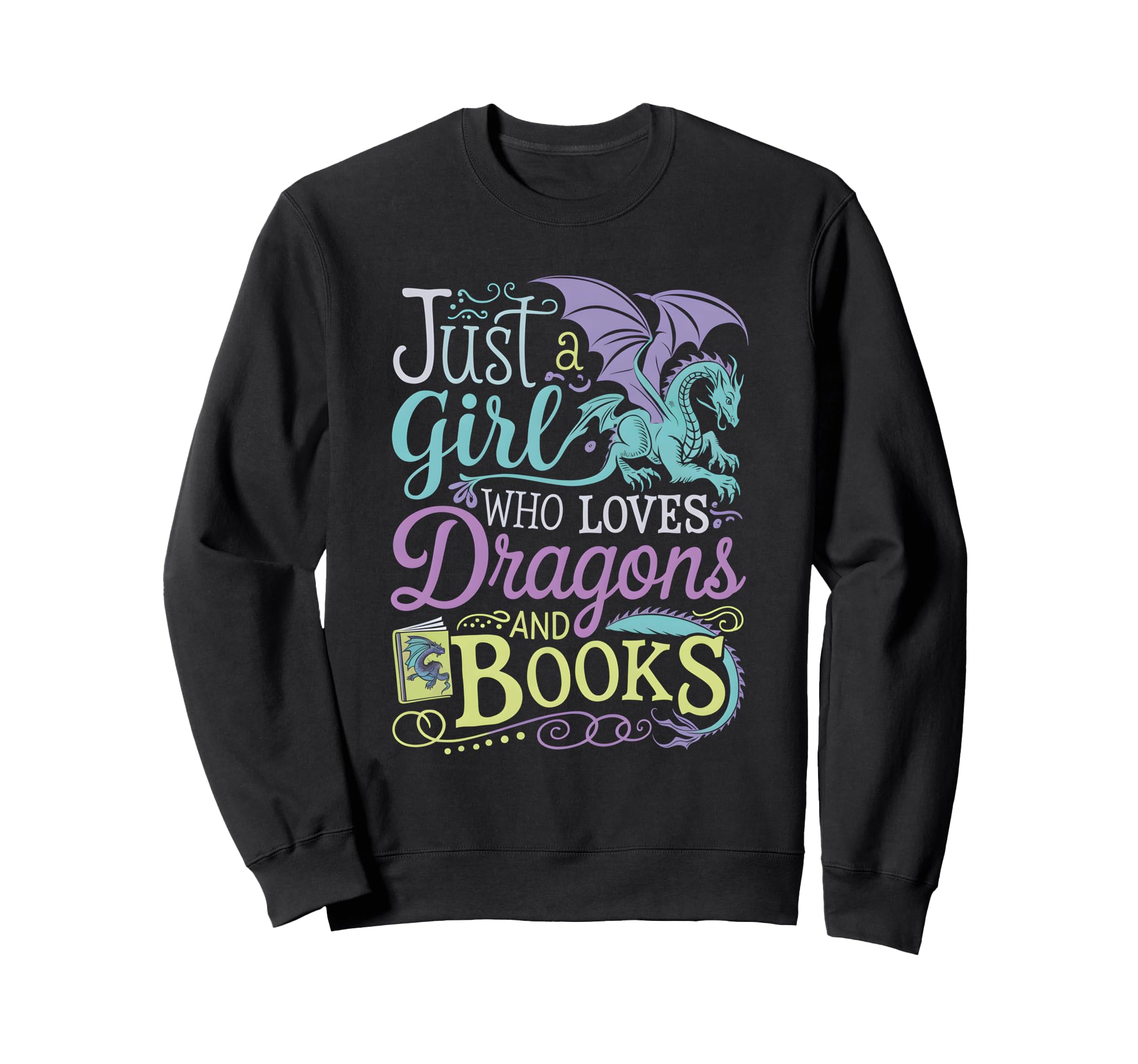Just Who Loves Dragons And Books Sweatshirt - Minimalist Print Men Women - T-Shirt, Sweatshirt, Hoodie