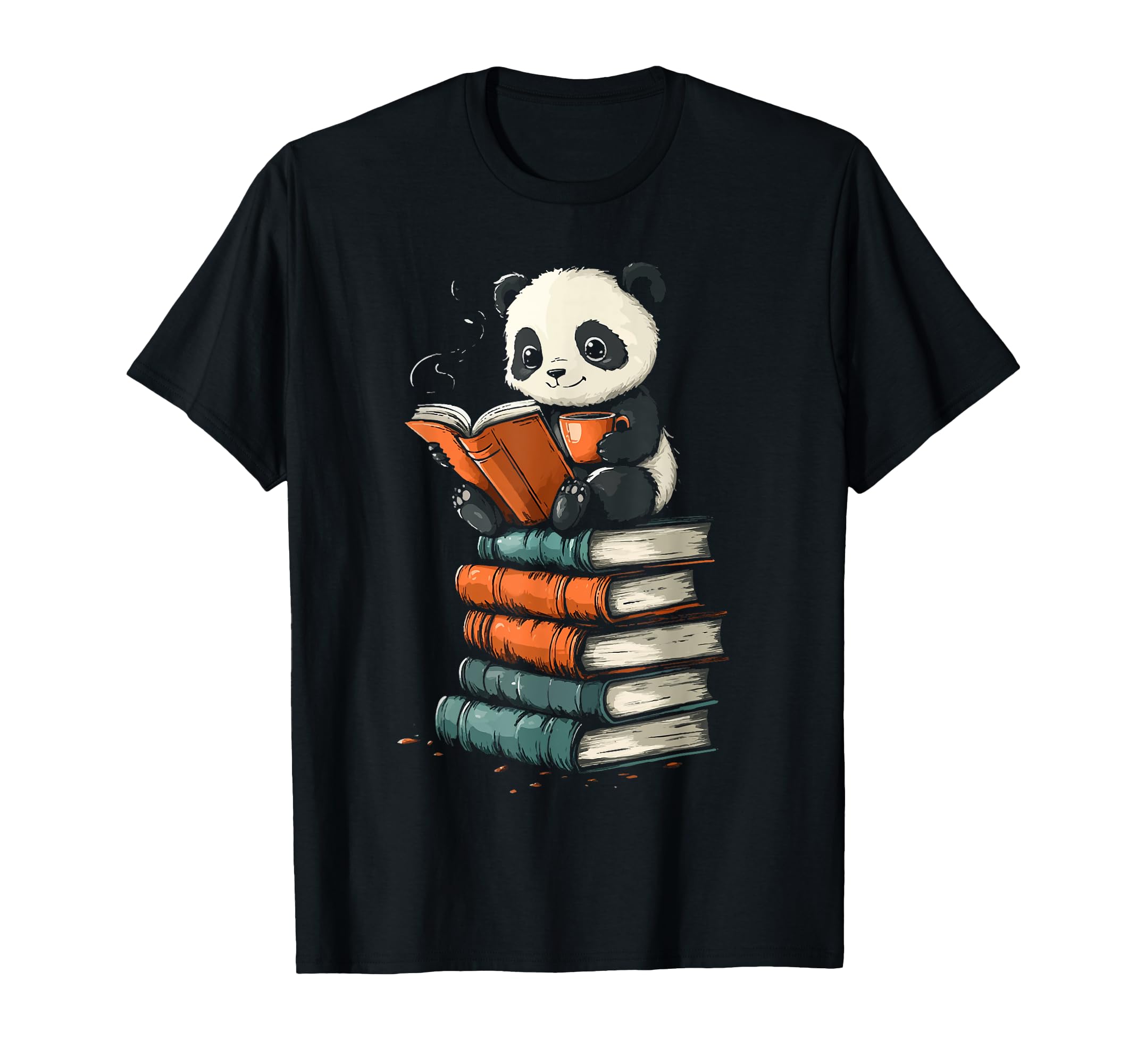 Panda Reading Books Coffee Bookworm T-Shirt - Novelty Apparel Unisex - T-Shirt, Sweatshirt, Hoodie
