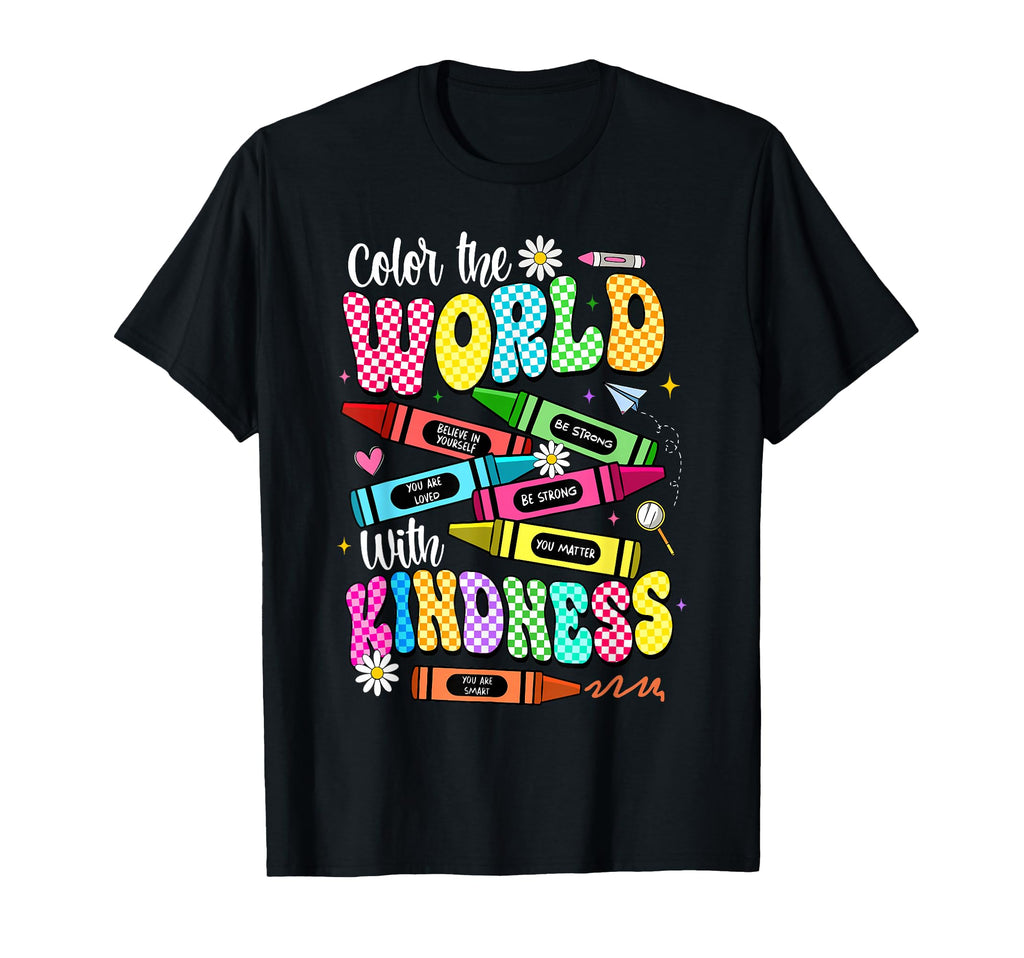Color World Kindness Teacher Funny Back T-Shirt - Minimalist Print Unisex - T-Shirt, Sweatshirt, Hoodie