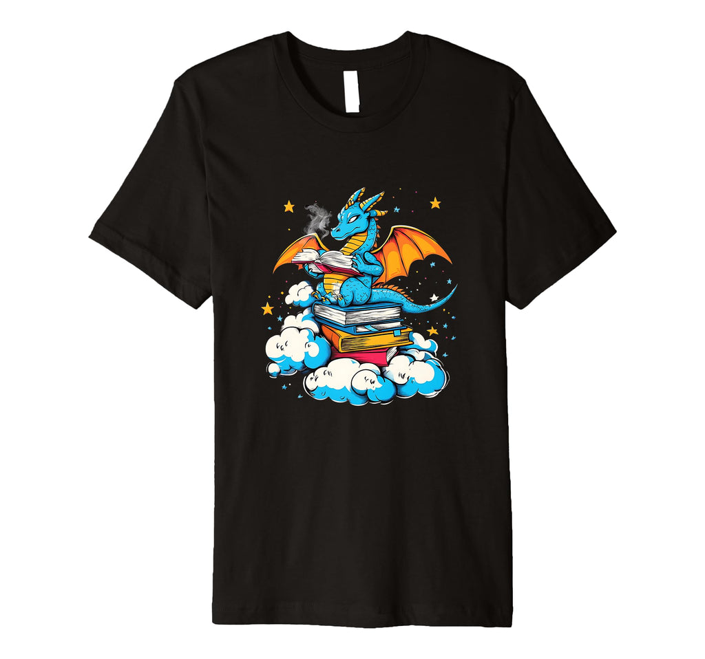 Dragon Reading Book Funny Lover T-Shirt - Fun Novelty Design Unisex - T-Shirt, Sweatshirt, Hoodie