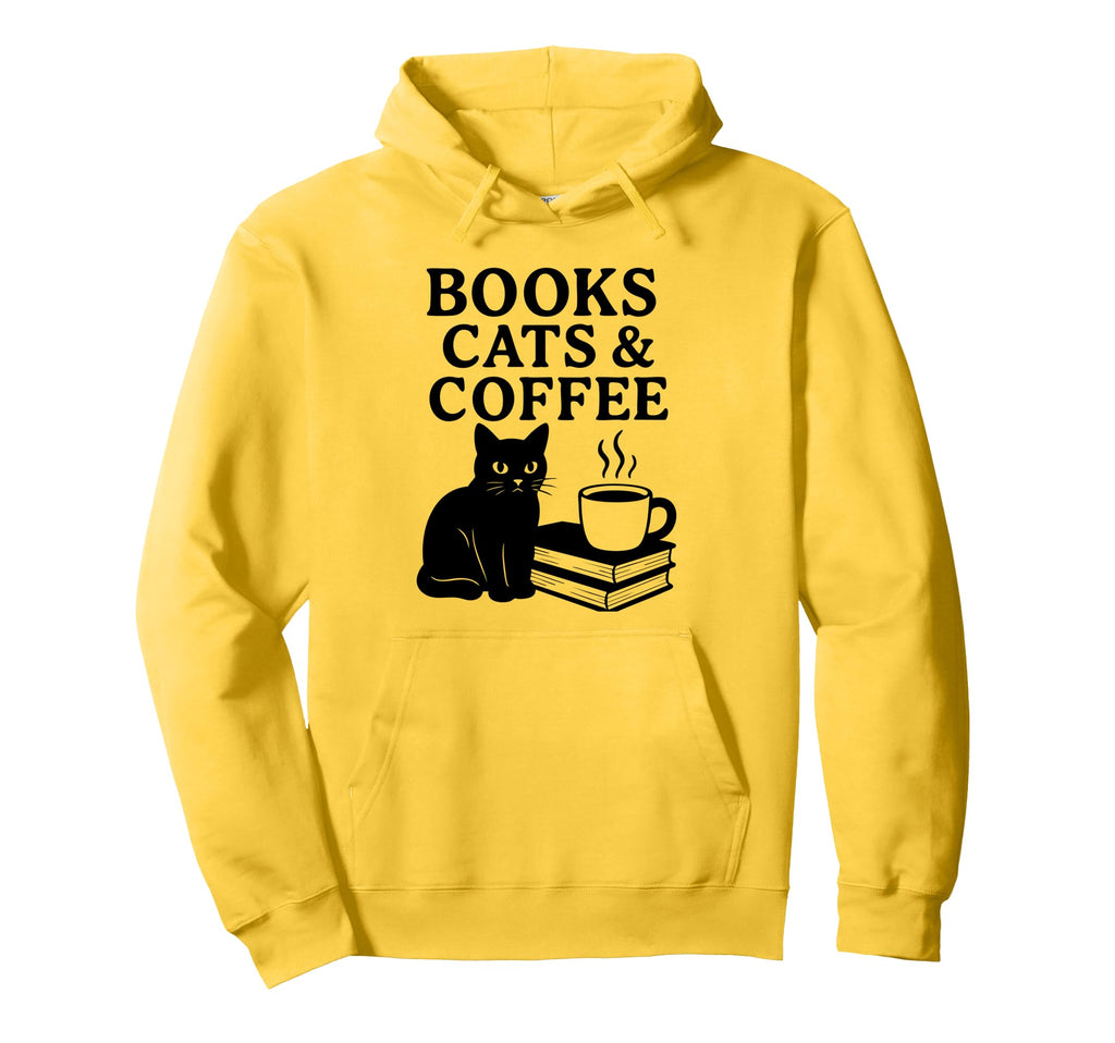 Books Cats Coffee Hoodie - Unique Graphic Men Women - T-Shirt, Sweatshirt, Hoodie