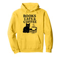 Books Cats Coffee Hoodie - Unique Graphic Men Women - T-Shirt, Sweatshirt, Hoodie