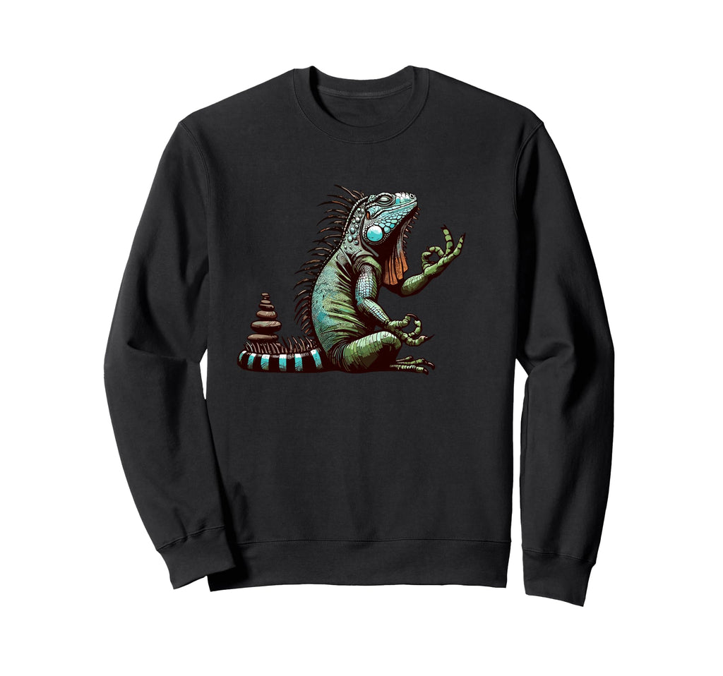 Meditation Iguana Yoga Pose Sweatshirt - Fun Novelty Design for Adults - T-Shirt, Sweatshirt, Hoodie