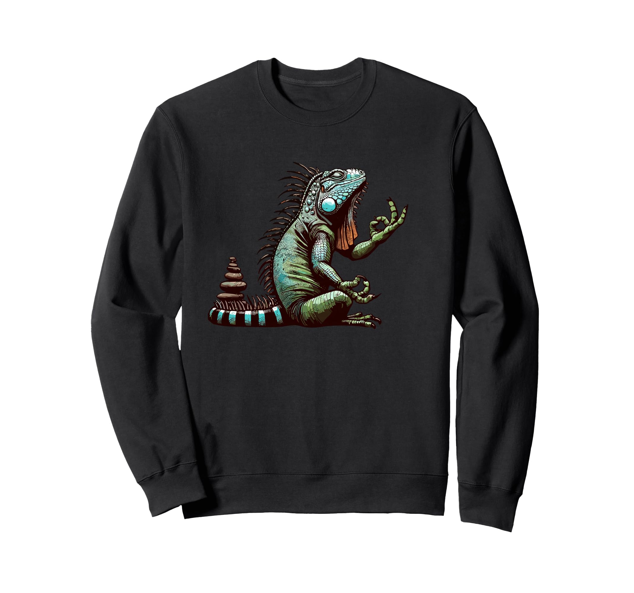 Meditation Iguana Yoga Pose Sweatshirt - Fun Novelty Design for Adults - T-Shirt, Sweatshirt, Hoodie